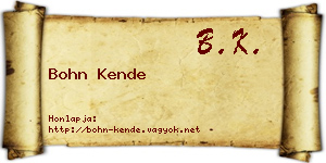 Bohn Kende névjegykártya